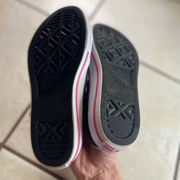 Converse All Star Purple Metallic Double Tongue 654227F Size 12 Youth Lace up - Picture 5 of 6